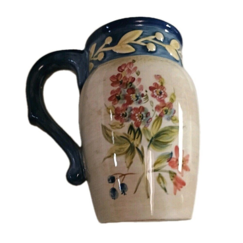 Certified International Flora Mug/Stein Pamela Gladding Floral Blue Trim 16oz - Picture 6 of 9